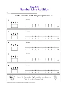 Number Line Addition worksheet preview