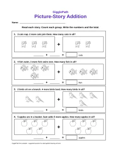 Picture-Story Addition worksheet preview