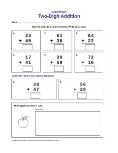Two-Digit Addition worksheet preview