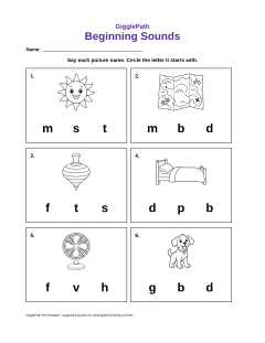 Beginning Sounds worksheet preview