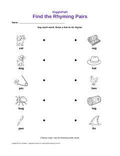 Find the Rhyming Pairs worksheet preview