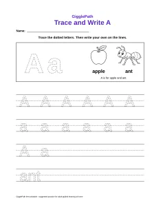 Trace and Write A worksheet preview