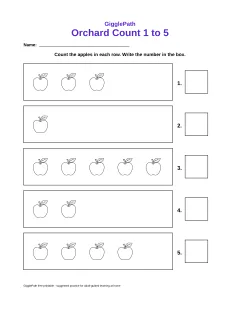 Orchard Count 1 to 5 worksheet preview